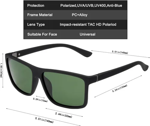 Vista 5 de Gafas de sol polarizadas deportivas para hombre, gafas de marco cuadrado NP1007