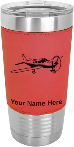 Vista 18 de LaserGram Vaso aislado al vacío de 20 onzas, avión de ala baja, grabado personalizado incluido (piel sintética, estilo béisbol)