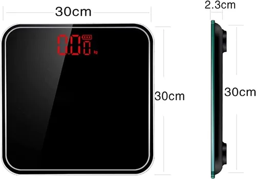 Vista 2 de Báscula de peso corporal con tecnología Step-On, plataforma de vidrio templado con pantalla LCD retroiluminada, báscula de baño digital de alta