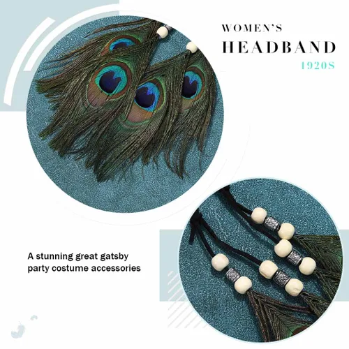 Vista 5 de Gortin Diademas de plumas bohemias de plumas indias marrones tocado hippie diadema bohemia para festivales fiesta accesorio para el cabello