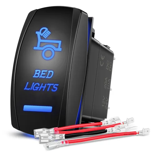 Vista 22 de Nilight Alien Lights interruptor basculante con barra de luz LED de 5 pines; láser de encendido/apagado; interruptores SPST 20 A/12 V, 10 A/24 V
