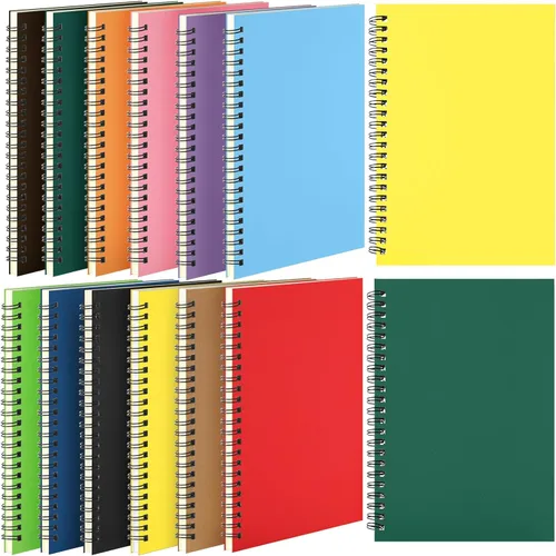 Vista 15 de Leelosp 12 cuadernos pequeños en espiral forrados en espiral, cuaderno con rayas universitarias, cubierta de papel kraft encuadernado con alambre