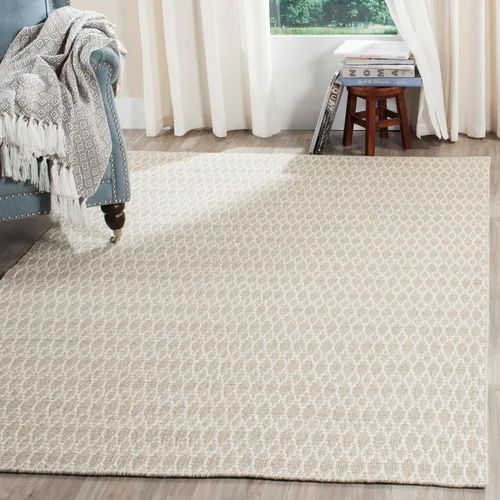 Vista 2 de SAFAVIEH Oasis Collection - Alfombra de área de 6 x 9 pies, beige y marfil, hecha a mano, lana de tejido plano, ideal para zonas de alto tráfico