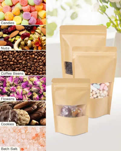 Vista 6 de Bolsas de papel kraft para pie, 200 paquetes, 3.5 x 5.5 pulgadas, almacenamiento de alimentos, Navidad