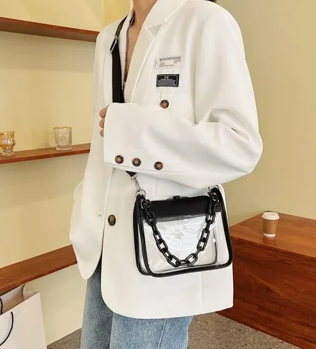Vista 3 de Bolso transparente para mujer, bolso transparente para concierto, aprobado por estadios, bolso cruzado de hombro, bolso Hobo