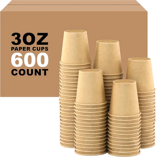Vista 66 de Paquete de 100 tazas de café desechables de 8 onzas, tazas de papel desechables de color marrón a granel, tazas de café para té caliente, chocolate