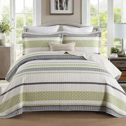Vista 7 de Juego de ropa de cama con colcha Homzard tamaño individual - Juego de edredón 100% algodón, colcha de cama gris y azul para la cama, ropa de cama