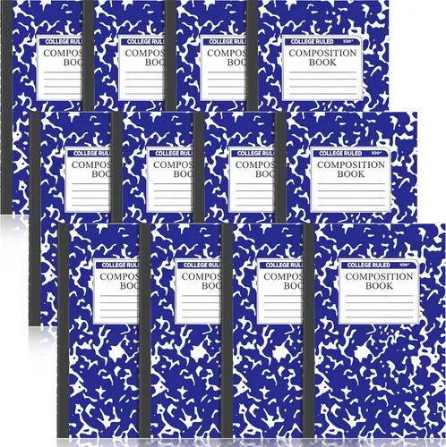 Vista 9 de Fainne Paquete de 12 cuadernos de composición A5 a granel, cuadernos de composición con rayas universitarias, cubiertas de mármol, cuadernos