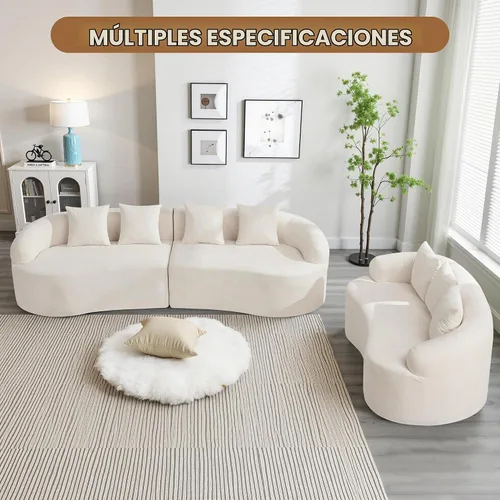 Vista 4 de Sofá modular de 4 plazas sin hueso de 110 pulgadas, sofá de nube curvado de chenilla de gran tamaño, sofás modernos de 4 plazas para sala de estar