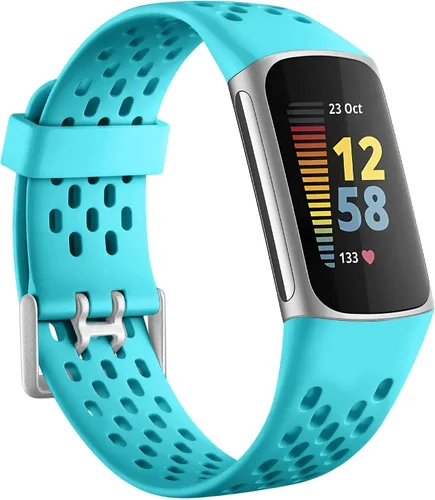 Vista 17 de Getino Bandas compatibles con Fitbit Charge, correas deportivas de repuesto ajustables transpirables suaves para Fitbit Charge 5/6, Negro