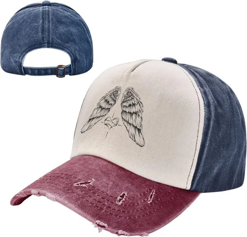Vista 2 de Angel Wings and Heart Baseball Cap for Men Women Hats Adjustable Vintage Washed Cotton Dad Hat
