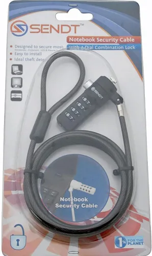 Vista 3 de Sendt Cable de seguridad negro con cerradura de combinación para portátil/portátil