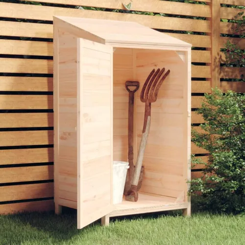 Vista 10 de Cobertizo de almacenamiento de madera para jardín, gabinete de almacenamiento de abeto de madera maciza, cobertizo de herramientas de madera