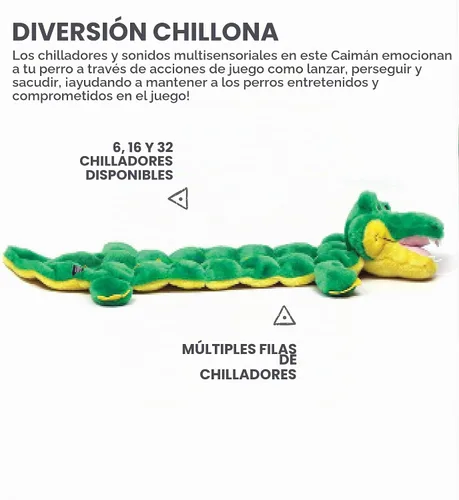 Vista 4 de Outward Hound Squeaker Matz - Juguete de peluche para perro, caimán, tamaño XL Verde