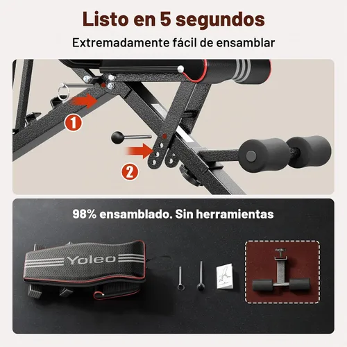 Vista 3 de YOLEO Adjustable Weight Bench, ASTM-Certified 827LBS