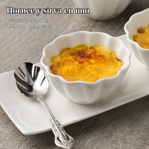 Vista 4 de DOWAN Ramekins - Ramekins de 4 onzas, moldes de crema brulee, aptos para horno, para hornear, platos de soufflé, tazas de natillas, pequeños cuencos