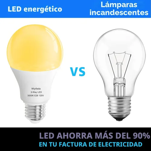 Vista 6 de Bombillas LED de 3 Vías Paquete de 2, Bombillas de 3 Vías 30 70 100 Blanco Suave 3000K, Base Media E26 A19 Bombilla de Tres Vías, Bombilla