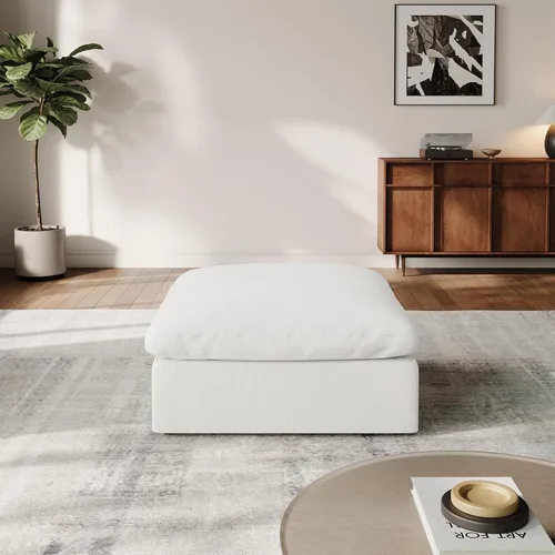 Vista 10 de Sofá modular Cloud para sala de estar, sofás de mezcla de lino en forma de L, modernos sofás de nube de asiento profundo, sofás seccionales Beige