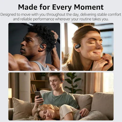 Vista 8 de 1Mii Auriculares E35 de oreja abierta, auriculares Bluetooth 6.0 verdaderamente inalámbricos, ganchos ajustables para todas las formas de oído
