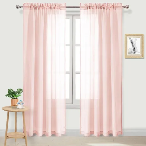 Vista 28 de DWCN Cortinas Transparentes Aqua de Voile Semitransparente con Bolsillo para Barra para Dormitorio y Sala de Estar, 36 x 36 pulgadas de Largo, Juego
