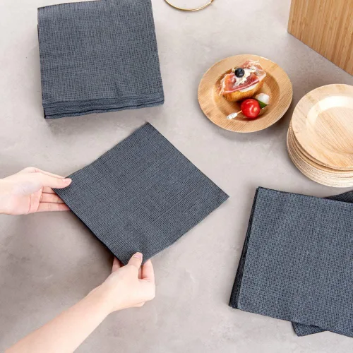 Vista 5 de Restaurantware Luxenap - Servilletas de cena de 2 capas de 15.5 x 15.3 pulgadas, 50 servilletas desechables, sensación de lino con hilos blancos