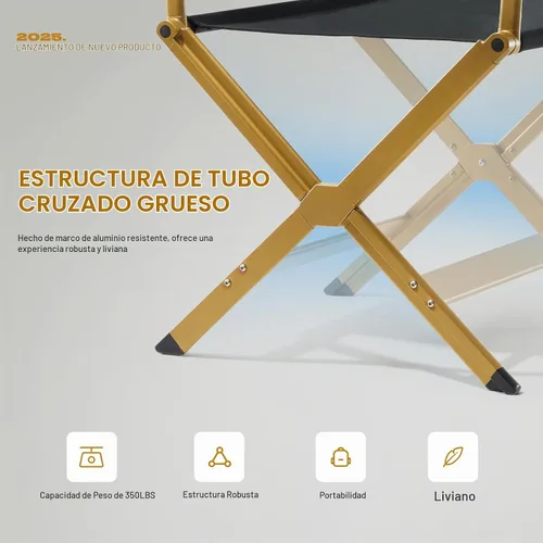 Vista 4 de EVER ADVANCED Silla de directores de aluminio, sillas plegables de cine de estudio, silla de vendedor de eventos, 19 pulgadas de altura del asiento
