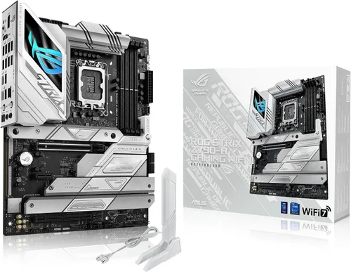 Vista 16 de ASUS ROG Strix Z890-E Gaming WiFi Intel® Z890 LGA 1851 ATX placa base, IA avanzada lista para PC, 18+2+1+2 etapas, DDR5, WiFi 7, 7X M.2