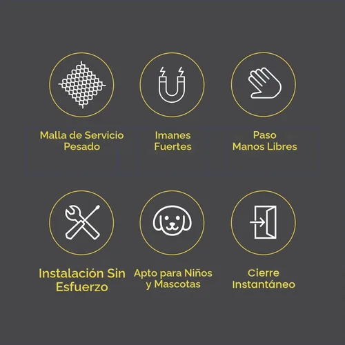 Vista 6 de Puerta mosquitera magnética manos libres, resistente, protector de malla de puerta de mosquitero autosellado, apto para mascotas y niños, hebilla