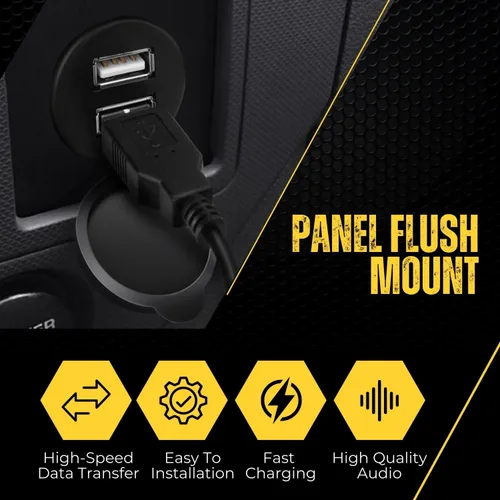 Vista 7 de TNP - Cable de montaje empotrado USB – Panel de salpicadero de 2 puertos, enchufe USB doble, conector de enchufe USB, cable de extensión impermeable