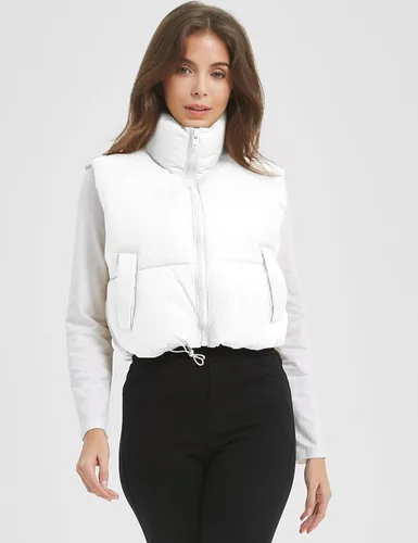 Vista 4 de Kissonic Chaleco acolchado de invierno para mujer, sin mangas, acolchado, ligero, con bolsillos