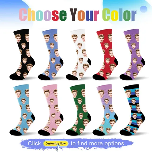 Vista 4 de Dreamdecor Calcetines divertidos personalizados con foto, calcetines divertidos personalizados para hombres, mujeres y niños