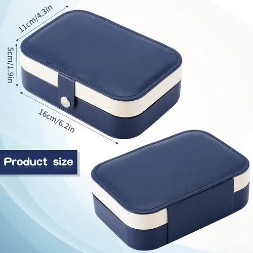 Vista 3 de Joyero de viaje, organizador de joyas pequeño de piel sintética para mujeres y niñas, mini estuche de viaje portátil de doble capa, cajas