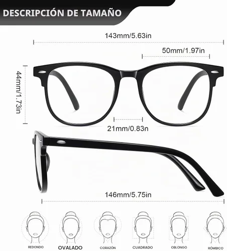Vista 2 de Lentes de lectura para mujer, con bloqueo de luz azul, filtro UV, cuadrados, ligeros, para hombres y mujeres Negro claro