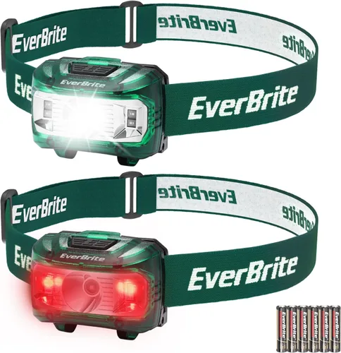 Vista 14 de EverBrite Faro, paquete de 5 faros para niños con luz roja y función de memoria, lámpara de cabeza para adultos y niños con 5 modos, faros