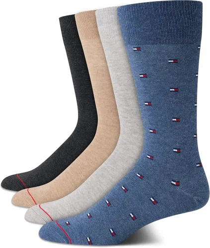 Vista 9 de Tommy Hilfiger Mens 4 Pack Dress Crew Socks Comfort Stretch Socks Negro