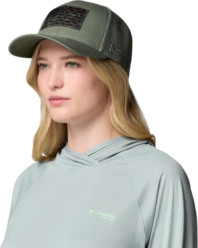 Vista 311 de Columbia Gorra de bola de malla Bandera antigua de malva/blanco/pescado