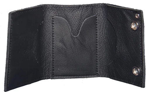 Vista 4 de Cartera de cadena triple negra original personalizada. HECHO EN EE. UU, Negro