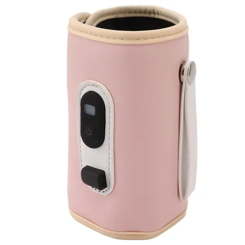Vista 5 de Calentador de biberones USB, portátil, ajustable de 5 velocidades, para leche materna (rosa)