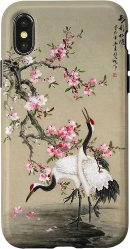 Vista 5 de Red Cap Cranes with Plum Blossoms Japanese Woodblock Art Case for iPhone 17