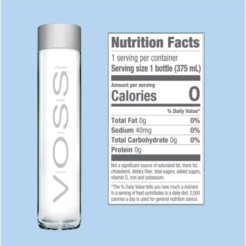Vista 2 de Agua Voss sin gas artesiana de Noruega Naturalmente pura para un sabor fresco y refrescante 375ml de agua embotellada en vidrio 12.7 fl oz