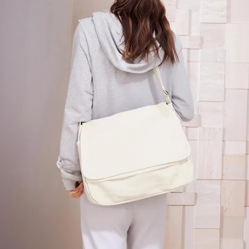 Vista 2 de Bolso de mensajero de lona con diseño simple y grueso y resistente