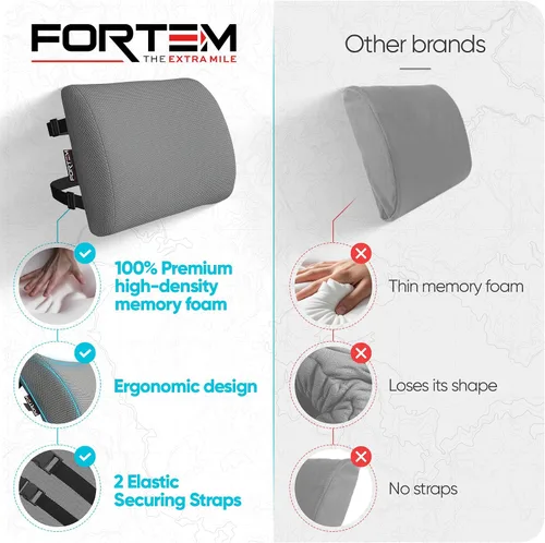 Vista 7 de FORTEM Almohada de apoyo lumbar para silla de oficina, almohada de apoyo Gris