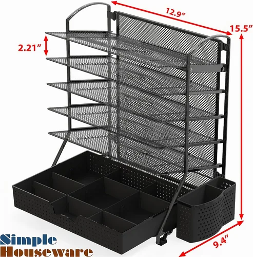 Vista 2 de Simple Houseware Organizador de archivos de escritorio de 6 niveles