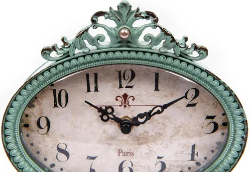 Vista 5 de Creative Co-Op Reloj de repisa de peltre envejecido verde Aqua Blue