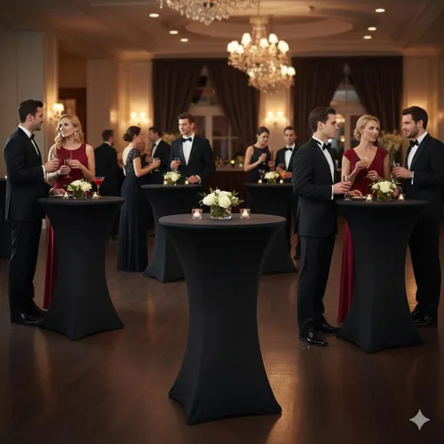 Vista 2 de Mantel de 30 pulgadas para mesa redonda, funda para mesa, Negro