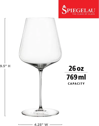 Vista 3 de Spiegelau Definition Copas de Vino Bordeaux, Copas de Cristal Transparente para Vino Tinto, Cristalería Elegante con Tallo, Bar en Casa, Fiesta