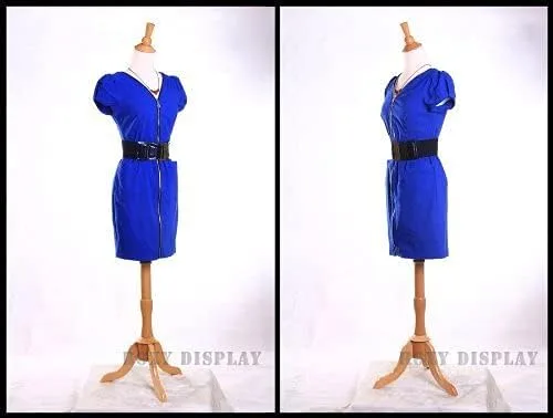 Vista 6 de (JF-22SDD01+BS-01) ROXYDISPLAY Talla 4-6 Forma de cuerpo hembra recta con trípode base de madera natural + tapa