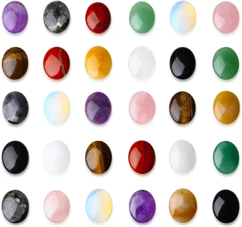 Vista 3 de ZHIYUXI 30 piezas de cristales a granel al por mayor Cristales Set Cristales y piedras preciosas Bolsillo pulgar Oval Palm Stone Reiki Energy