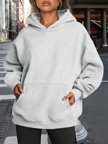 Vista 120 de Trendy Queen - Sudaderas extragrandes con capucha para mujer, suéteres de manga larga, sin botones, de vellón, de otoño, ropa de invierno