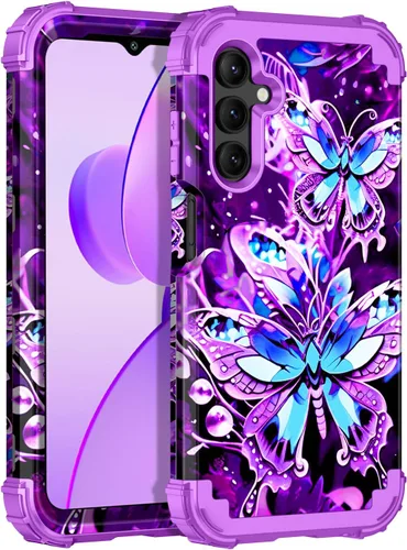 Vista 60 de Miqala Funda para Galaxy A14 5G, que brilla en la oscuridad, tres capas, resistente, a prueba de golpes, protección completa, parachoques